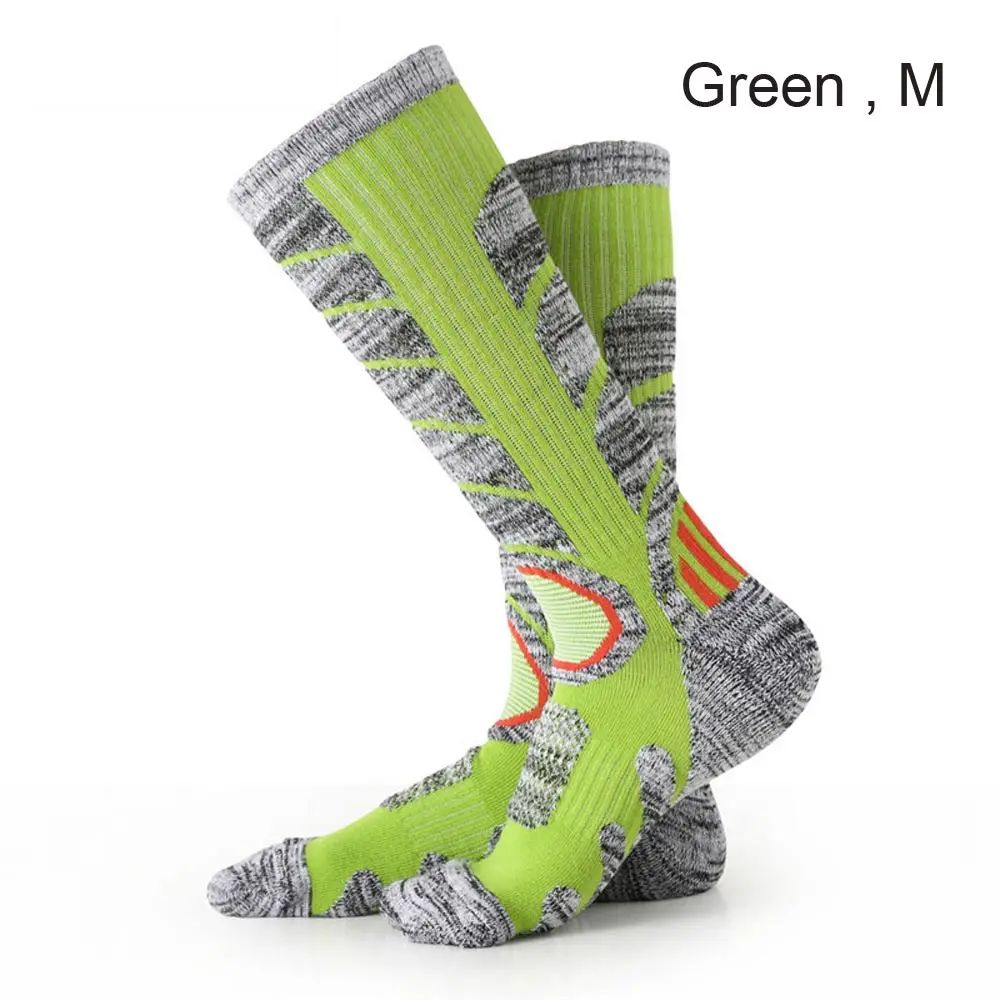 1 пара Спортивные Компрессионные носки лыжные осенне-зимние длинные носки для бега пешего туризма баскетбола футбола эластичные нижние спортивные носки - Цвет: Green M