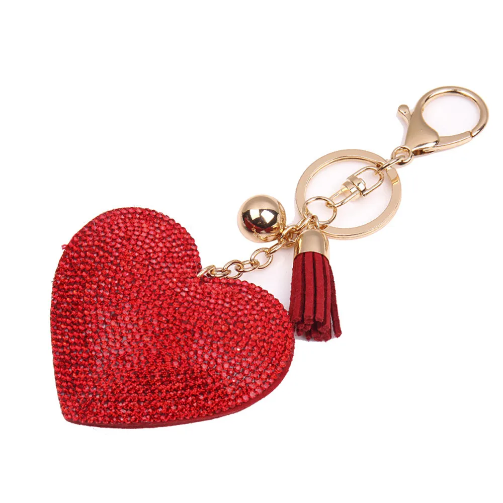 Starry Styling Fashion Love Rhinestone Tassel Keychain FOR Bag Handbag Key Ring Car Key Pendant Delicate