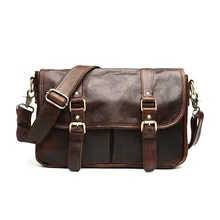 Nesitu Vintage Chocolate Color Real Skin Genuine Leather Cowhide Cross Body Men Messenger Bags #M542
