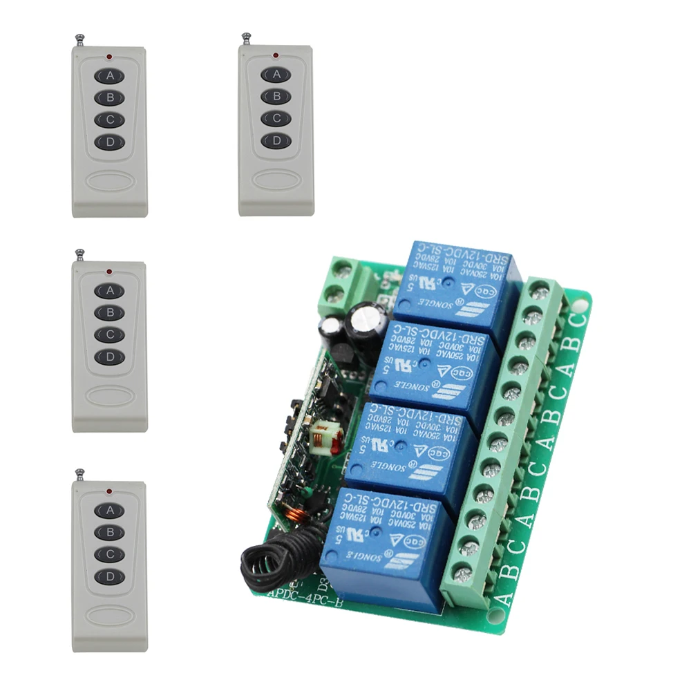 Hot Selling DC12V 4CH RF Wireless Remote Control Switch Receiver Board For Garage Doors /Window