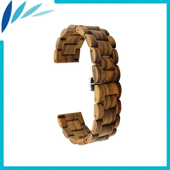 Wooden Watch Band 22mm for MK Stainless Steel Butterfly Buckle Quick Release Strap Wrist Loop Belt Bracelet Brown + Tool + Pin 22mm quick release ceramic watchband tool for tissot longines mido luminox seiko watch band steel butterfly clasp wrist strap