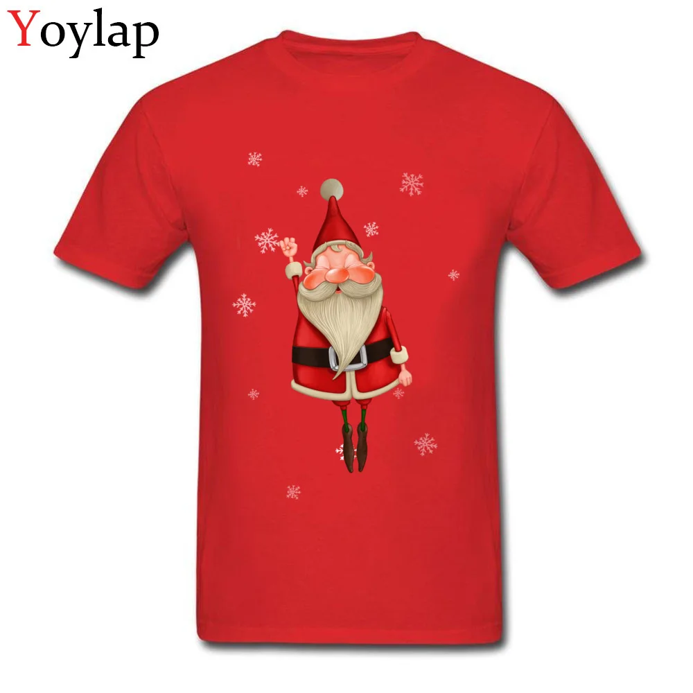 T-shirts Design Short Sleeve Funny Crewneck 100% Cotton Fabric Tops Shirts Unique Summer Santa Claus Flying Tee-Shirts for Men red