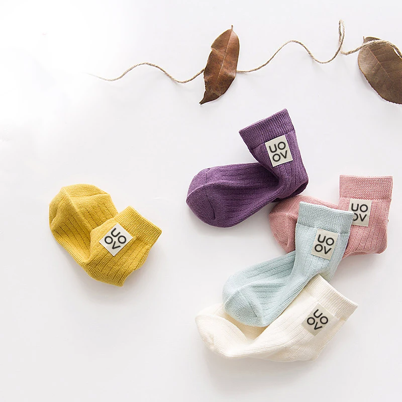 UOVO/5 пара/лот, детские носки хлопковые носки на осень и зиму однотонные универсальные детские гетры на возраст от 6 до 12 лет