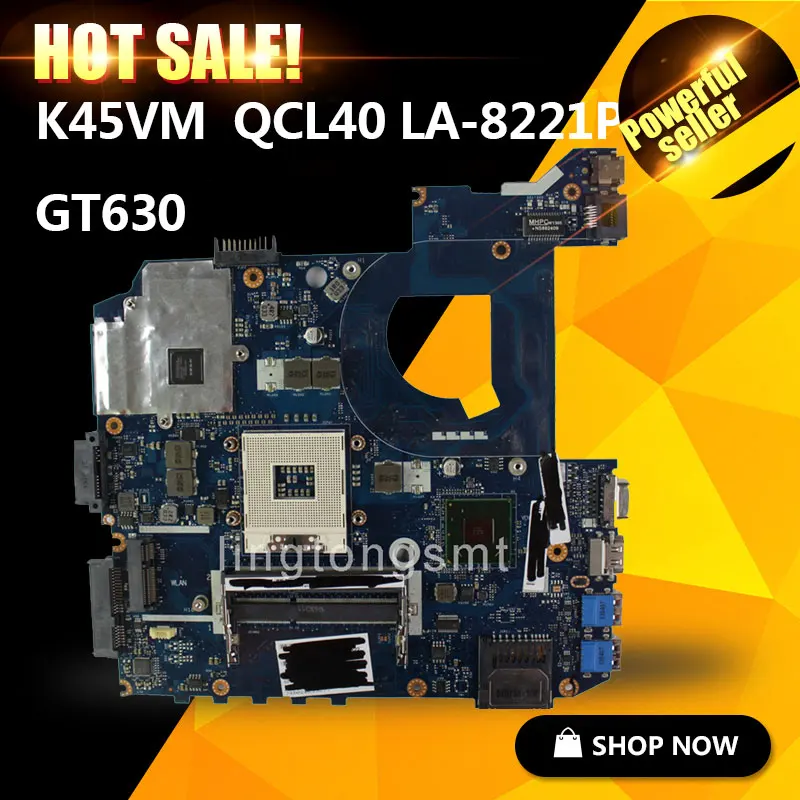 Original for ASUS K45VM motherboard QCL40 LA 8221P REV1 0 Mainboard PGA 989 GeForce 630M 2G