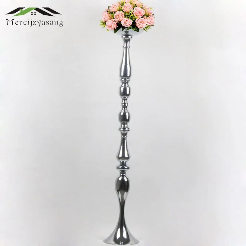 

Candle Holders Flowers Vase 100cm/40'' Stand Silver Candlestick Road Lead Candelabra Centre Pieces Wedding Decoration 10PCS/LOT