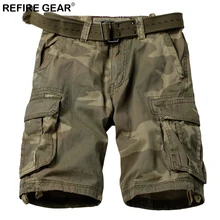 ReFire Gear Outdoor Camo Shorts Cotton Climbing Hiking Shorts Breathable Multi-pocket Shorts Plus Size 29-40