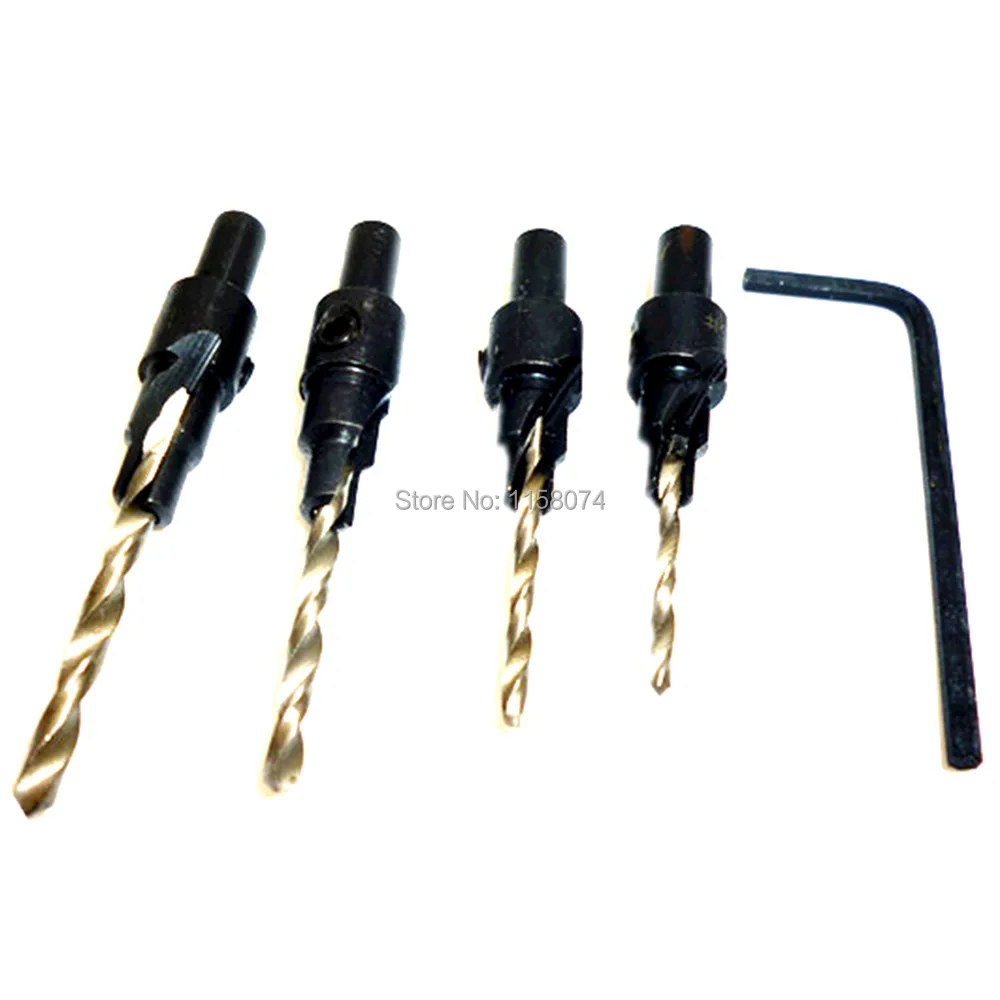4pcs Hss Countersink Drill Bits Quick Change Screw Countersink Tapered