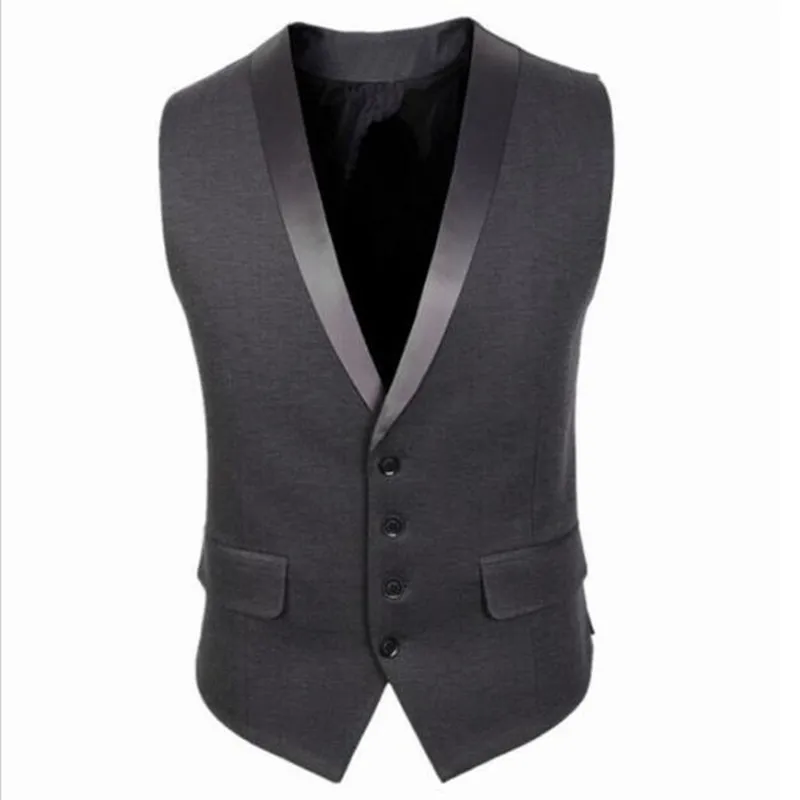 

Brand New 2017 Mens Vests Black Grey Groomsmens Vest Four Buttons Wedding Prom Waistcoat Formal Business Vest Casual Wear
