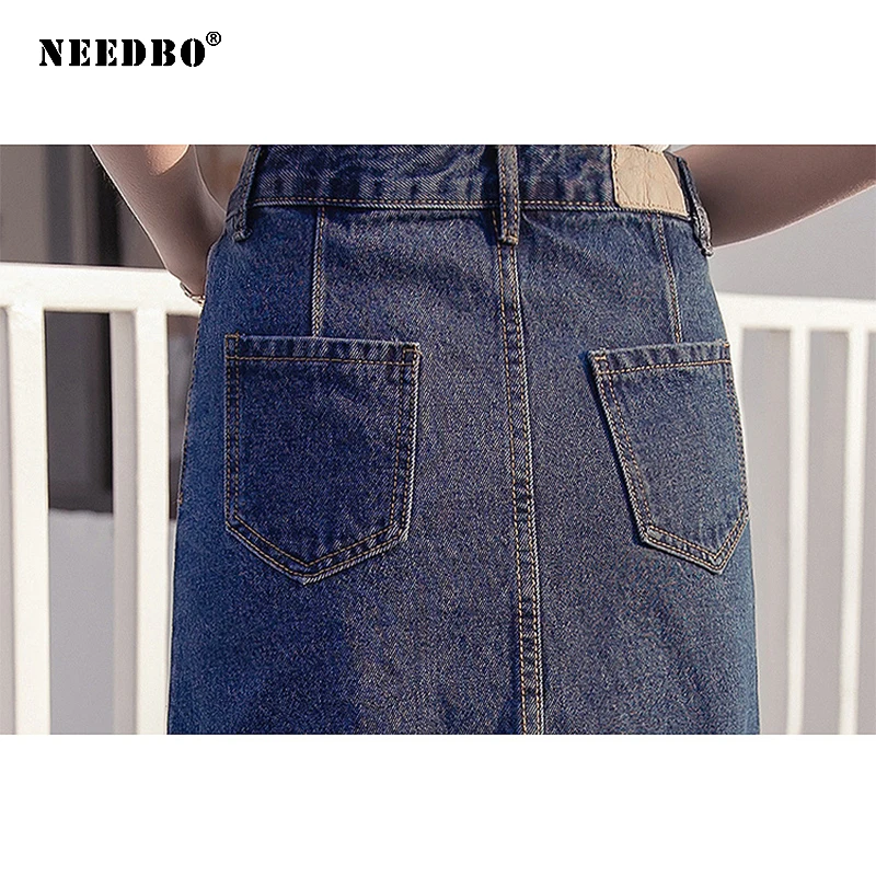 Женская длинная джинсовая юбка NEEDBO повседневная облегающая вечерняя из денима с