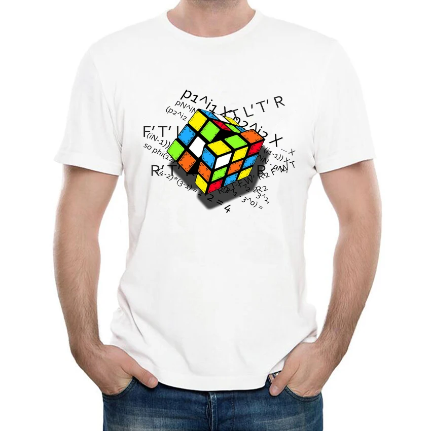 

Newest 2019 Fashion Rubik Formula Design T-Shirt Men's Custom Novelty Cube Printed T Shirt Summer Hipster Cool Male Tees Tops