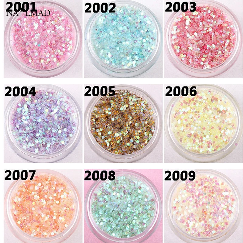 

1box 1mm Laser Nail Sequin Shiny Hexagon Paillettes Holographic Nail Sparkle Glitter Sheet Manicure Dust Tips Nail Decoration 2g