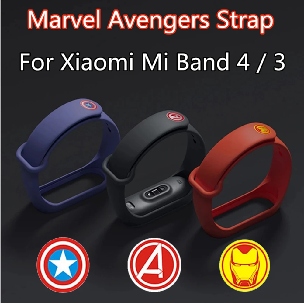 

Strap Mi Band 4 Avengers Bracelet For Xiaomi Mi Band 4 Strap MiBand 3 Smart Band Wristband Silicone Straps Miband 4 / 3 Band