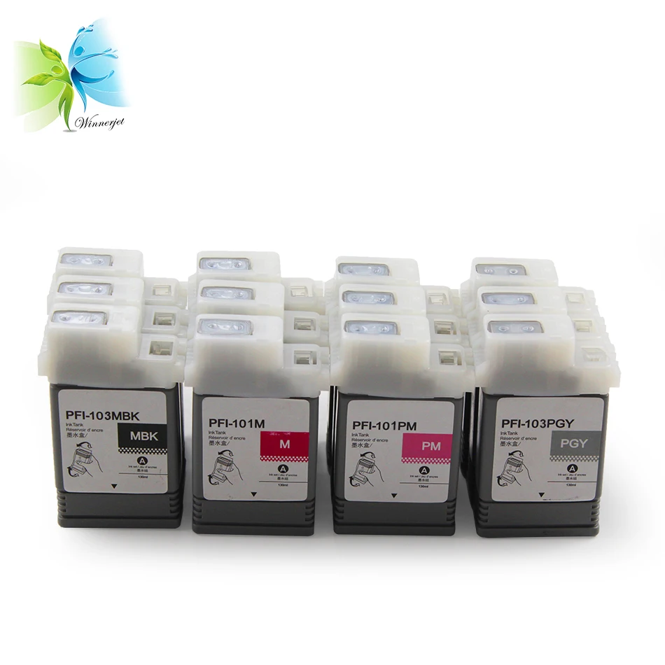 

WINNERJET 130ml for PFI 101/103 Compatible Ink Cartridge with One Time Use Chip for Canon IPF5100 IPF6100 Inkjet Printer