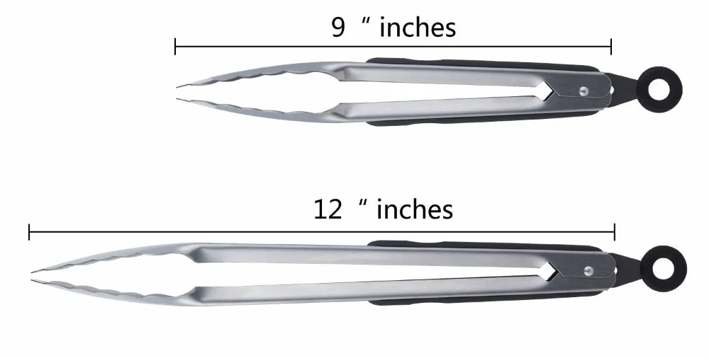 Лидер продаж 2 шт. 12 дюймов и 9-дюймовые рыболовные плоскогубцы из нержавеющей стали для барбекю из нержавеющей стали щипцы замок Кухня силиконовые щипцы Пособия по кулинарии сервировка салата Еда щипцы для барбекю инструмент