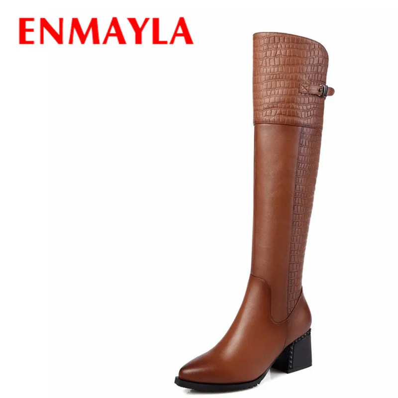 Купить enmayla осенние/зимние женские ботинки на высоком каблуке сапоги