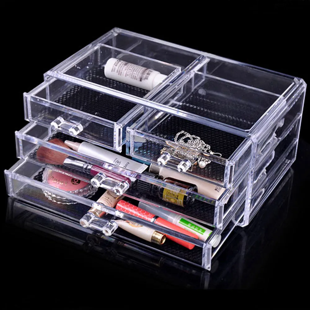 

Transparent Plastic Drawer Type Makeup Cosmetic Organizer Crystal Acrylic Jewelry Desktop Storage Box Special Christmas Gift