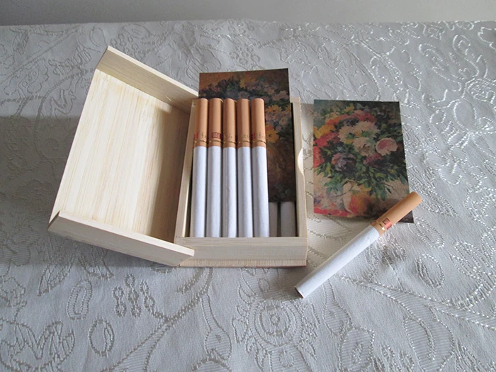 4 цвета 14 сигарет 10,3x6,6x2,6 см цветок ручной работы 3 лица ремесла живопись портсигар с открыткой