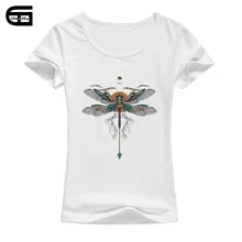 Женские топы и футболки, хлопковая футболка, летняя футболка с короткими рукавами, с принтом насекомых, стрекозы, женская футболка B08