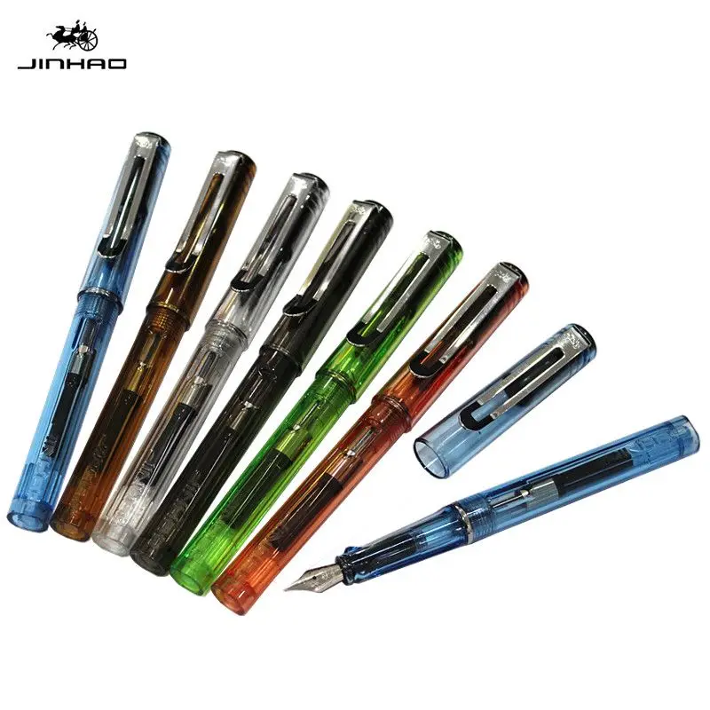 Kawaii Candy Colorful Plastic Fountain Pen 0.5mm Ink Pens F nib Standard Type stationery School& Office Supplies