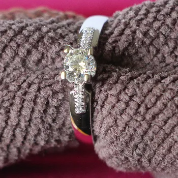 

Solid 14K White Gold 585 boho Rings for women 0.5Ct Diamond Ring Anniversary Jewelry for Wife 14K White Gold Rings