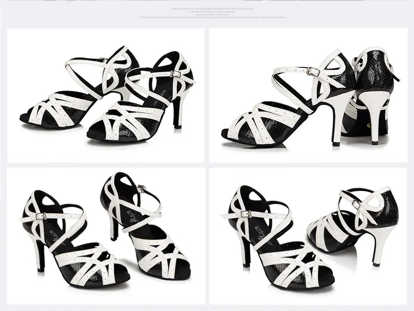 Ladingwu Лидер продаж пятно Для женщин Туфли для латинских танцев белый/черная обувь для Для женщин сальса вечерние каблук 6/7. 5/8. 5/10 см размеры 35–44