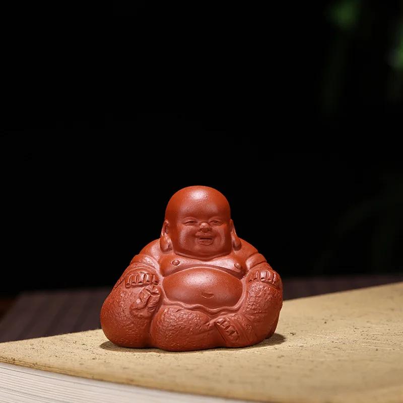 Бутик Фиолетовый глиняный чай питомец Maitreya Будда украшение для чайного подноса аксессуары Подарки чайный стол Maitreya Будда животное Керамические ремесла
