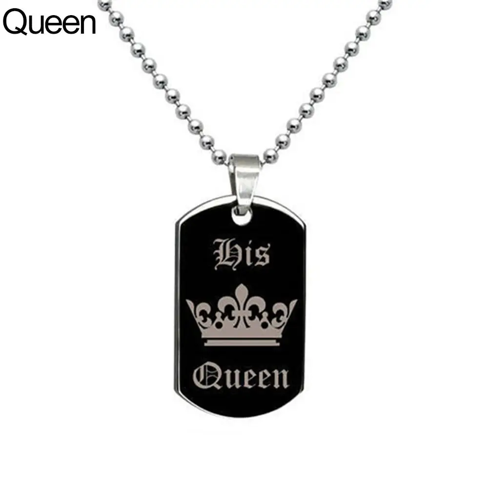 Ваш король ваша королева пара Ювелирная диадема собака бирка из нержавеющей стали кулон ожерелье подарок на день Святого Валентина - Окраска металла: queen necklace
