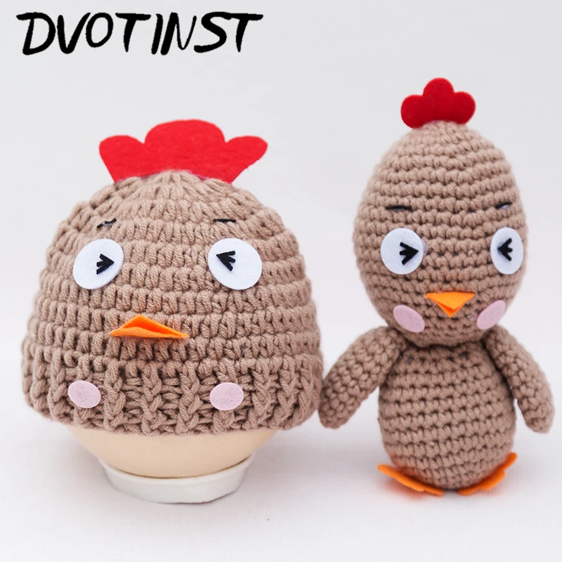 Dvotinst реквизит для детской фотосъемки шапка + кукла курица вязанная крючком