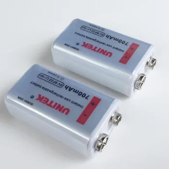 

4PCS UNITEK 700mAh 6F22 9V lithium ion battery rechargeable li-ion cell for microphone avometer multimeter universal meter