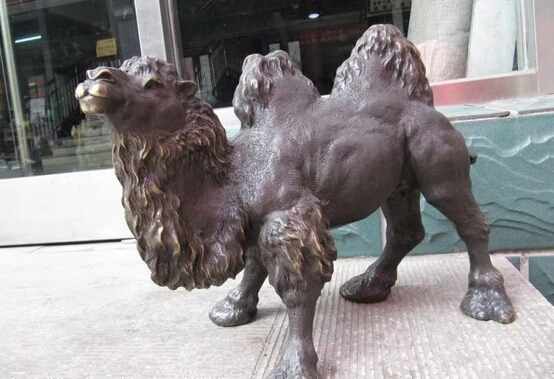 

wholesale factory 13" Signed Bronze Copper Statue Art desert camel Sculpture