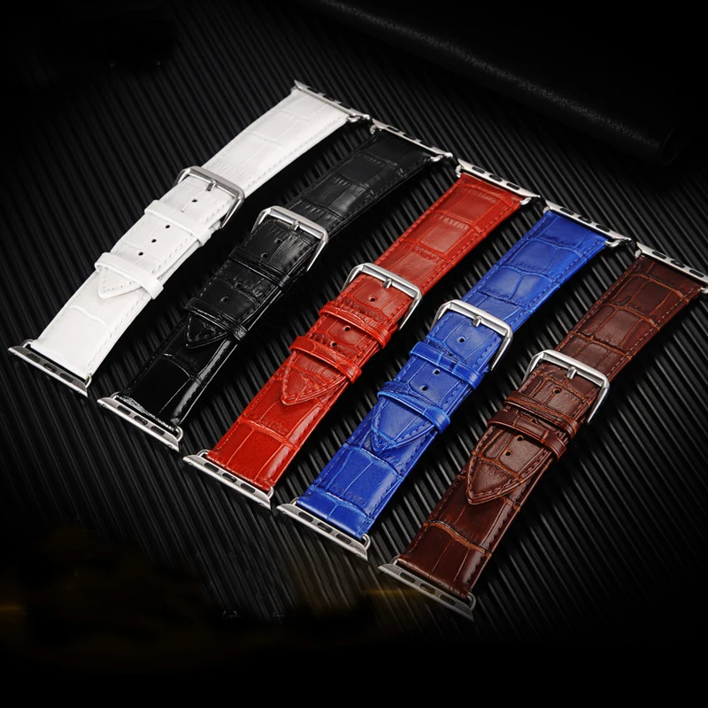 Prix pour Hommes de montre-bracelet de courroie de bande en cuir bande pour apple watch série 1/2 38/42mm Noir Blanc Rouge Brun Bleu 5 Crocodile Motif I198 Prix pour Hommes de montre-bracelet de courroie de bande en cuir bande pour apple watch série 1/2 38/42mm Noir Blanc Rouge Brun Bleu 5 Crocodile Motif I198
