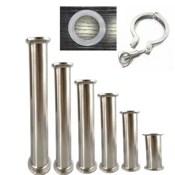 

1.5"OD 38MM Sanitary Spool Tube Ferrule 50.5MM Flange +PTFE Gasket +Tri Clamp Pipe Fittings Length 4"/6"/8"/12"/18"/24"