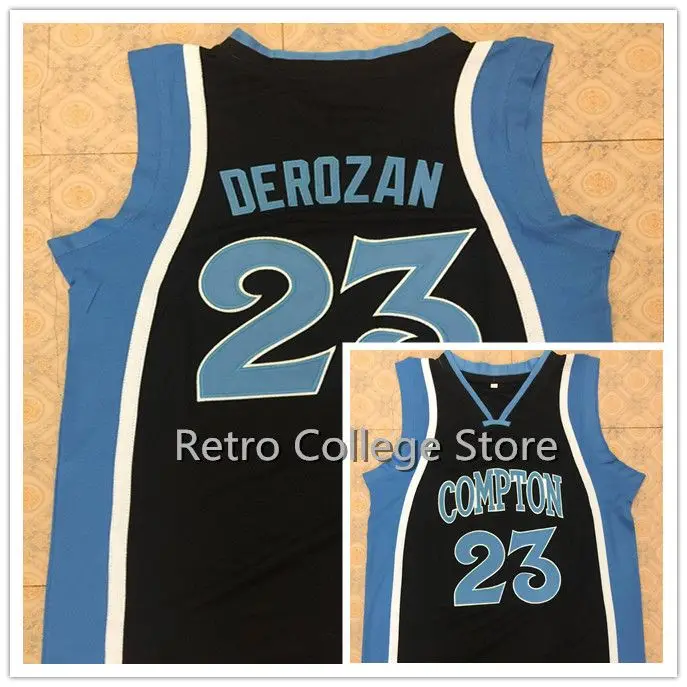 

#23 DEMAR DEROZAN COMPTON High School Jersey Retro throwback stitched embroidery Customize any name number