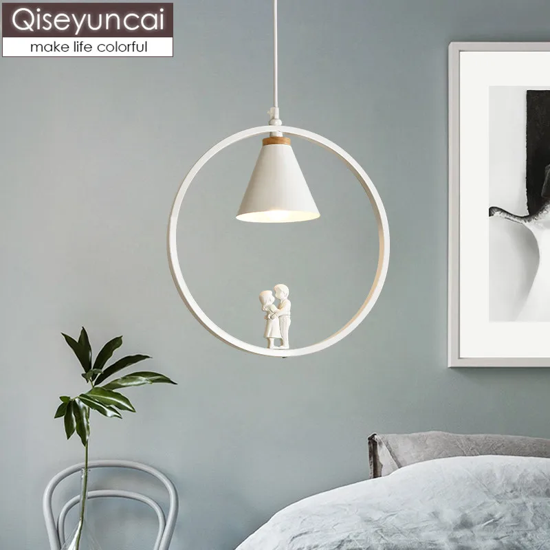 

Qiseyuncai Nordic small chandelier modern simple single head couple restaurant creative bedroom bar lighting free shipping