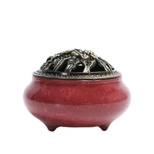 Керамический держатель для благовоний 8 цветов покрытие из сплава винтажная конусная кадильница для благовоний+ медная в форме тыквы для благовоний вставка