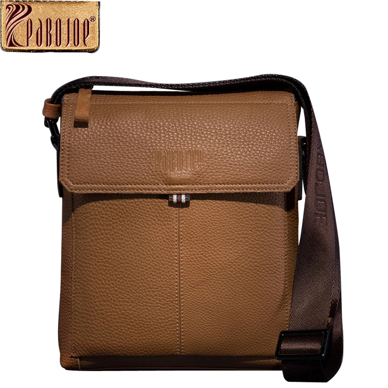 Pabojoe Mens Sling Shoulder Bag Business Chest Crossbody Bag 100% Genuine Leather Soft