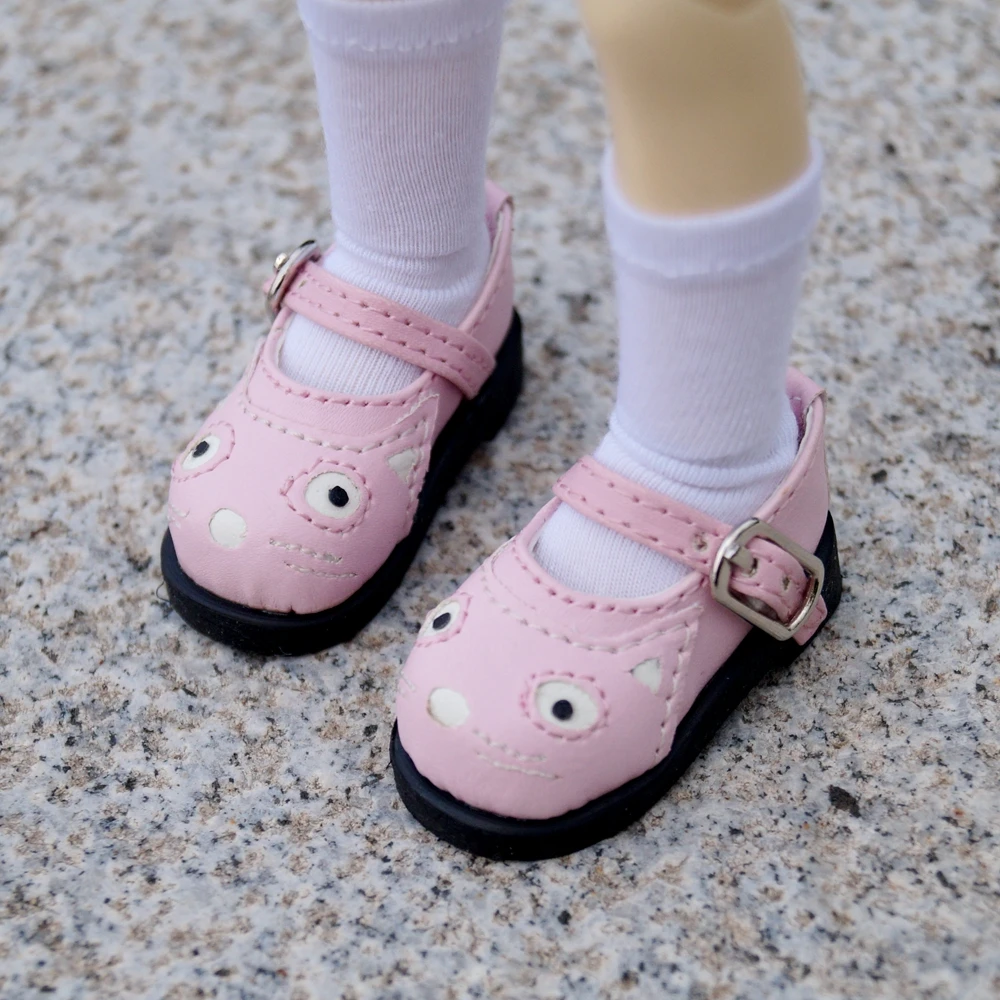 BJD DOLL Pink Synthetic Leather Cat Shoes Flats For 1/6 11