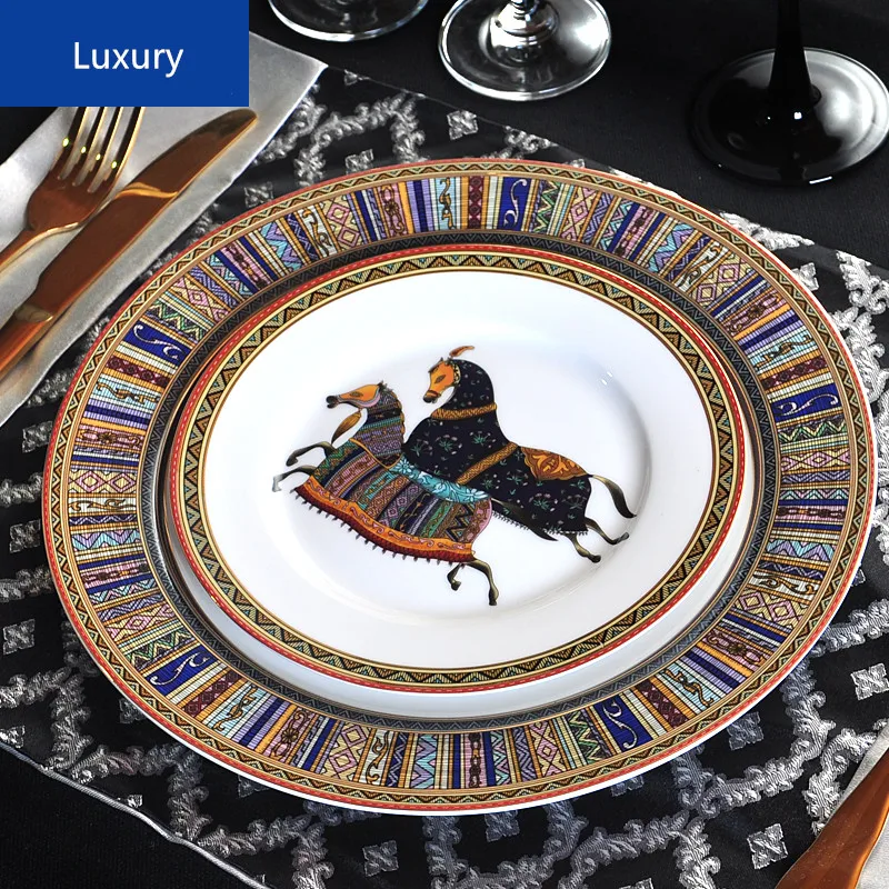 

Plate Dish Home Kitchen Food Container European Tableware Porcelain Dishes Western Dinner Plates Set Bone China Tableware Set