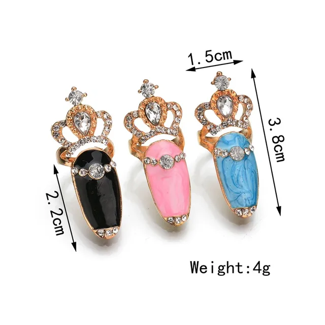 MissCyCy Rhinestone Flower Ring Gold Color Wholesale Fashion Crystal Crown Joint Nail Rings For Women Jewelry