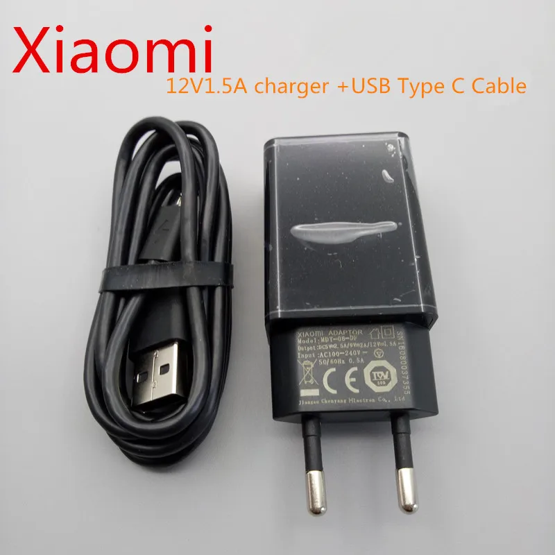 Xiao mi 9v2a 12v1. 5a 18 Вт QC3.0 Usb быстрое зарядное устройство Быстрая Зарядка адаптер type C кабель для mi 6 A3 mi x 2S 3 MAX 2 3 Poco F1 - Тип штекера: EU Charger and Cable