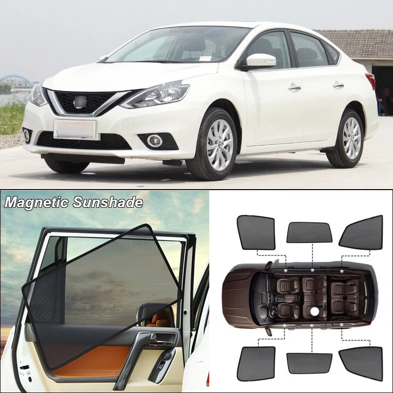 

Car Side Windows Magnetic Sun Shade UV Protection Ray Blocking Mesh Visor For Nissan sylphy Curtain Accessories