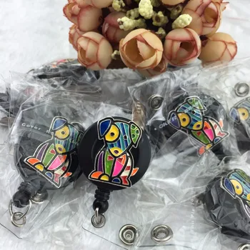 

Colorful enamel dog ID Badge Retractable Reel Holder for key