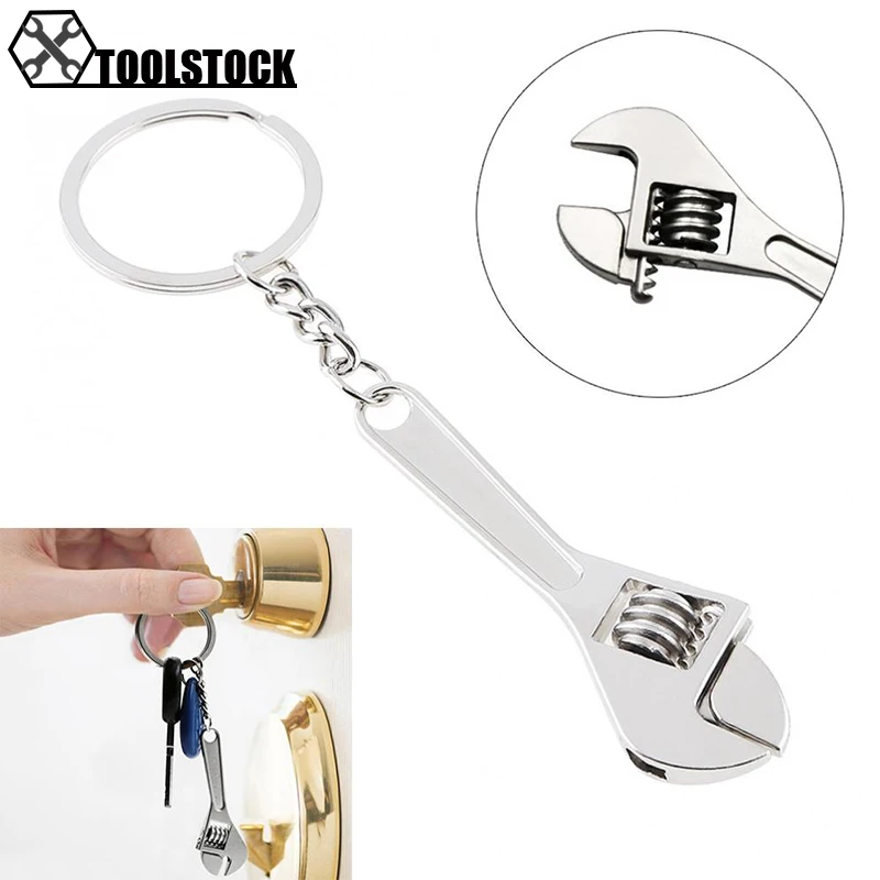 KeyWrenchesSilverZincAlloyPortableMiniAdjustableWrenchKeychain