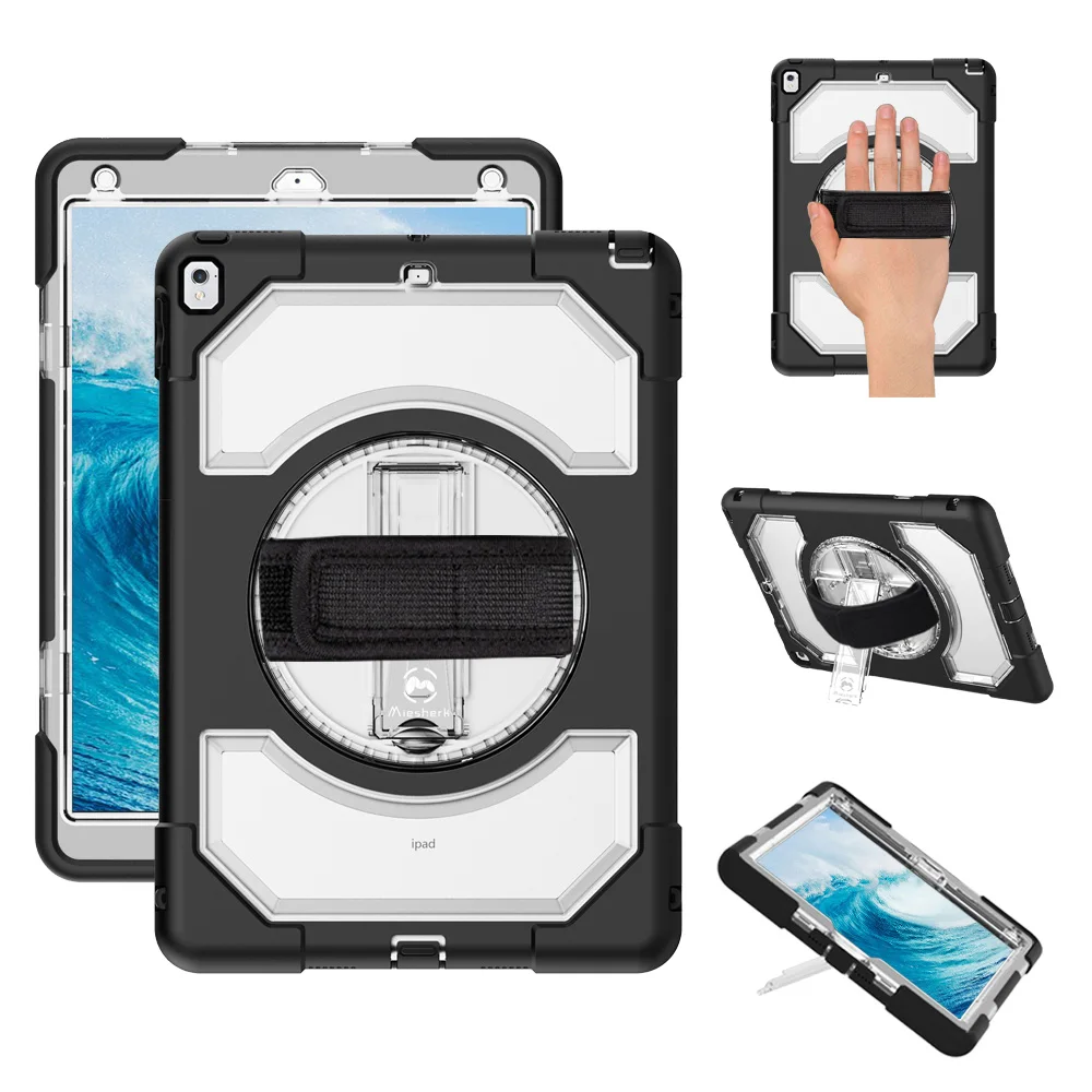 

For iPad Case 10.5 Pro Shockproof Heavy Duty Protection Tablet Cover with 360 Hand Strap and Kickstand for 10.5 inch-Miesherk