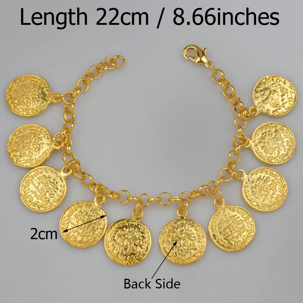 Anniyo длина 22 см/индейка Монета браслет для женщин золотой цвет турки симгеси османли тураси Арабский Браслет ювелирные изделия Африканский#080606
