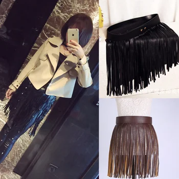 

3 Colors Women Fringe Tassel Leather Belts Hot New Stylish Ladies High Waist Waistband Punk Clothes Accessories Wholesale