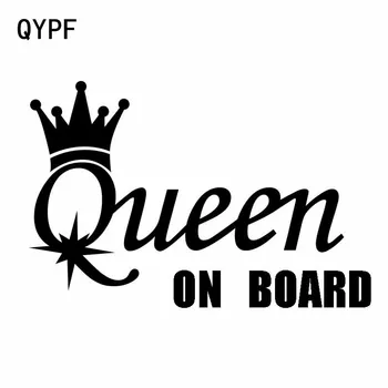 

QYPF 15CM*9.9CM QUEEN ON BOARD Vinyl Car Motorcycle Sticker Decal Black Sliver C14-0243
