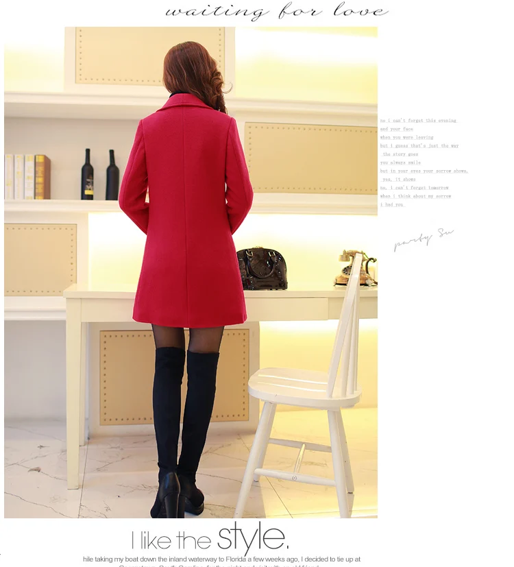 Nouvelle A137 2016 Version Revers yellow Veste Automne red Gray Manteau Coréenne Section Laine black Red armygreen dark Longue 7 Hiver Mince De color Femmes Élégant pink qTF0rTxY