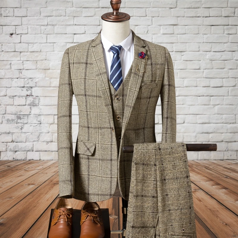 

[Coat + Vest + Pants] New Fashion Men's Boutique Wedding Dress Suit / Business Casual High Quality Three-piece Formal Dress