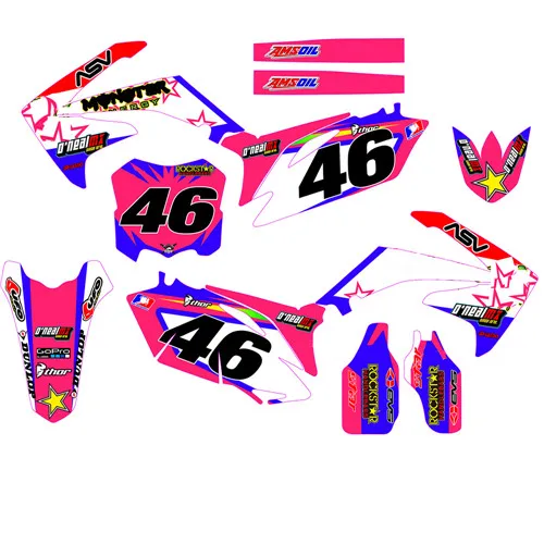 Глянцевый Графический номер на заказ& фоны Наклейка для Honda CRF250R CRF250 2010 2011 2012 2013 CRF 250R CRF 250 R - Цвет: Number 46
